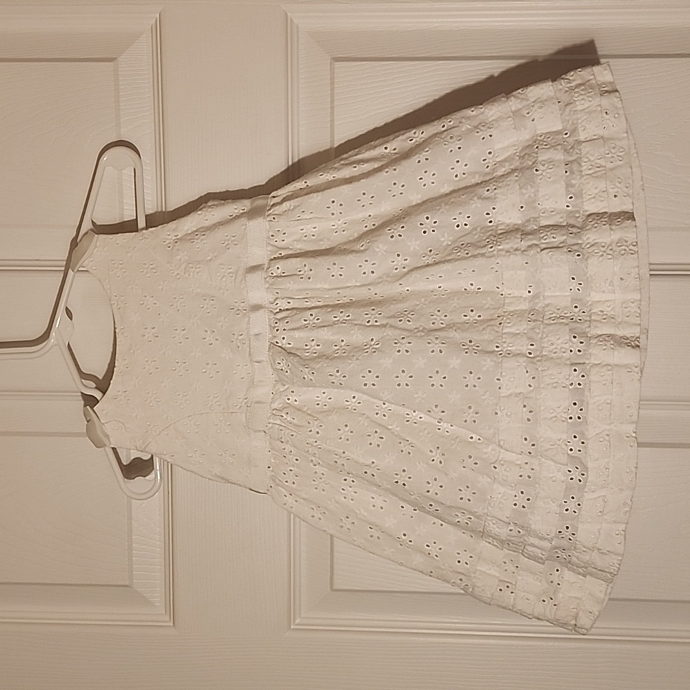 Hartstrings 18 month white eyelet dress with lining and bows on shoulders